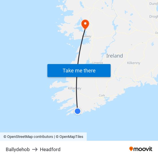 Ballydehob to Headford map