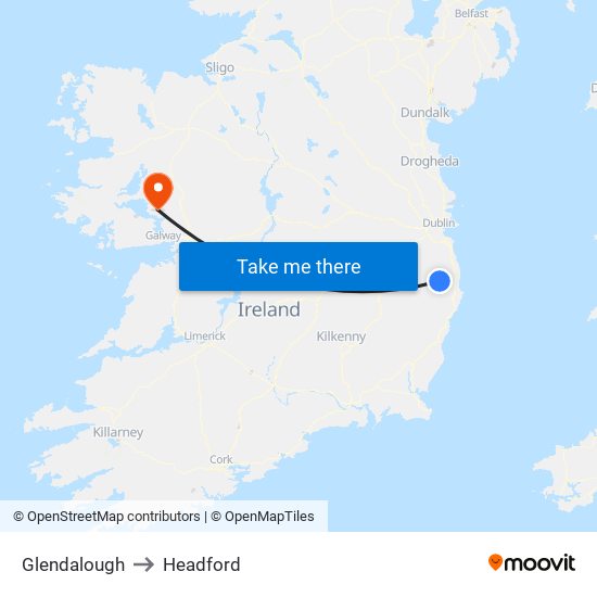 Glendalough to Headford map