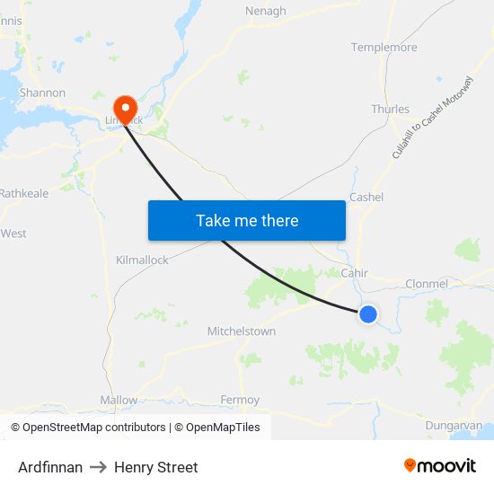 Ardfinnan to Henry Street map