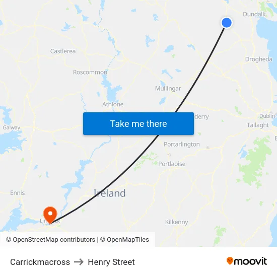 Carrickmacross to Henry Street map