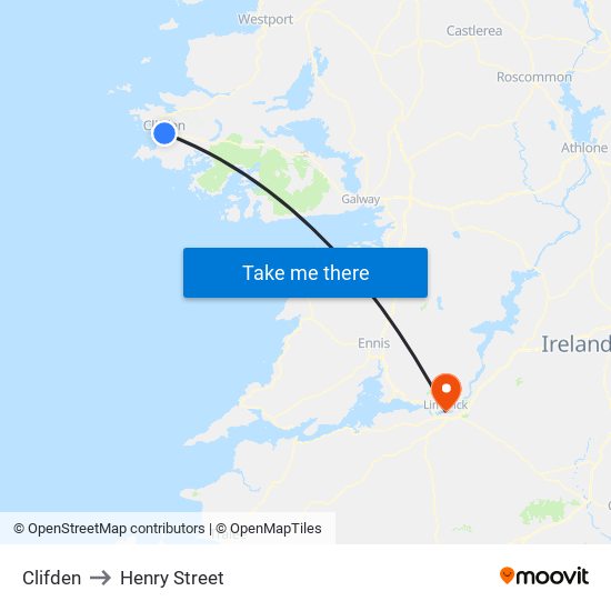 Clifden to Henry Street map