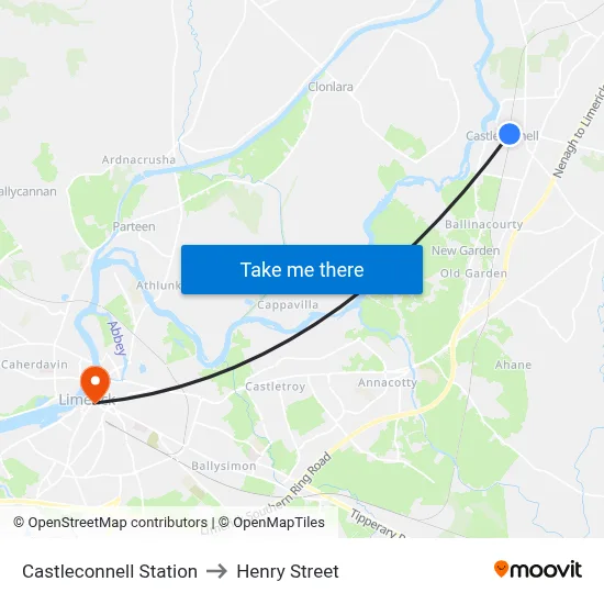 Castleconnell Station to Henry Street map