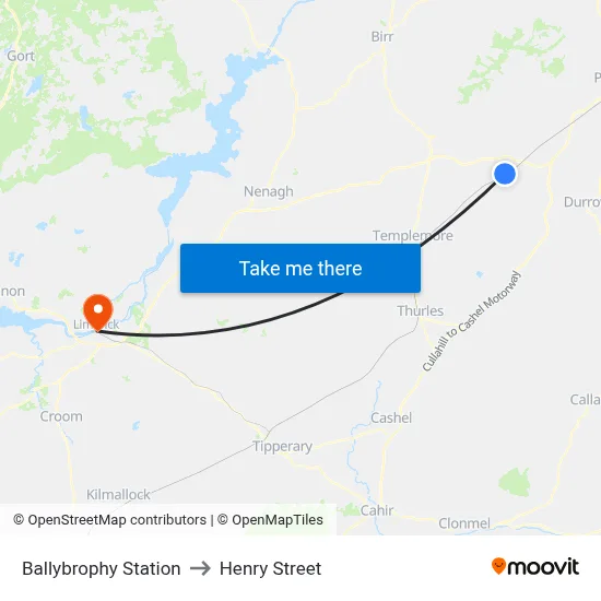 Ballybrophy Station to Henry Street map