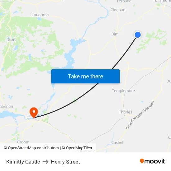 Kinnitty Castle to Henry Street map