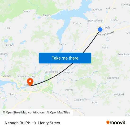 Nenagh Rtl Pk to Henry Street map