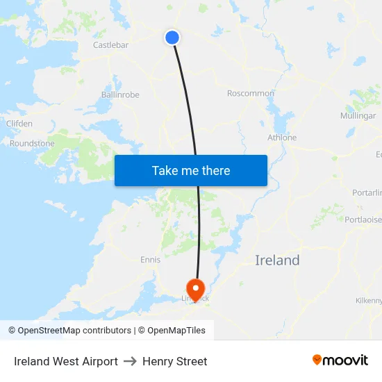 Ireland West Airport to Henry Street map