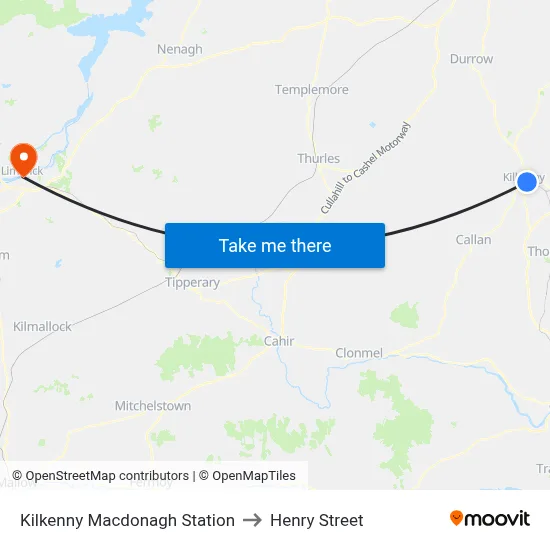 Kilkenny Macdonagh Station to Henry Street map