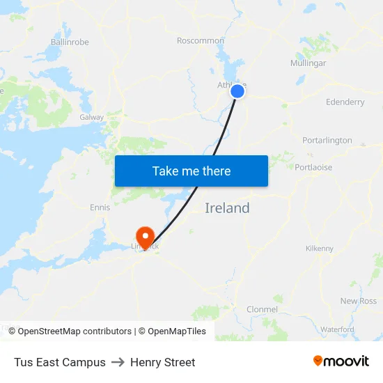 Tus East Campus to Henry Street map