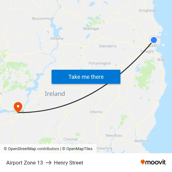 Airport Zone 13 to Henry Street map