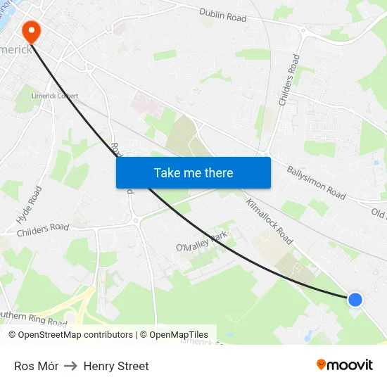 Ros Mór to Henry Street map