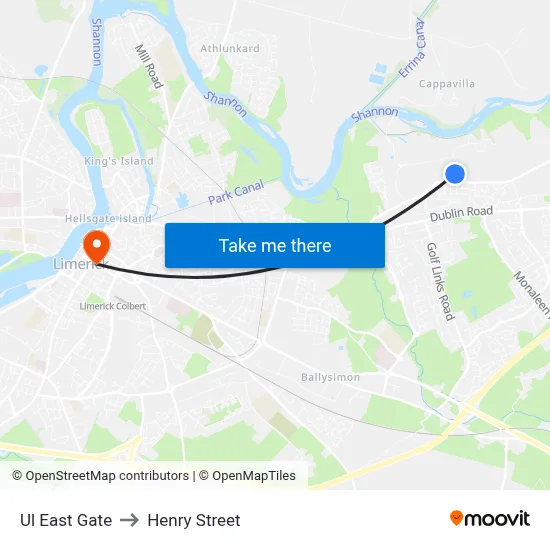 Ul East Gate to Henry Street map