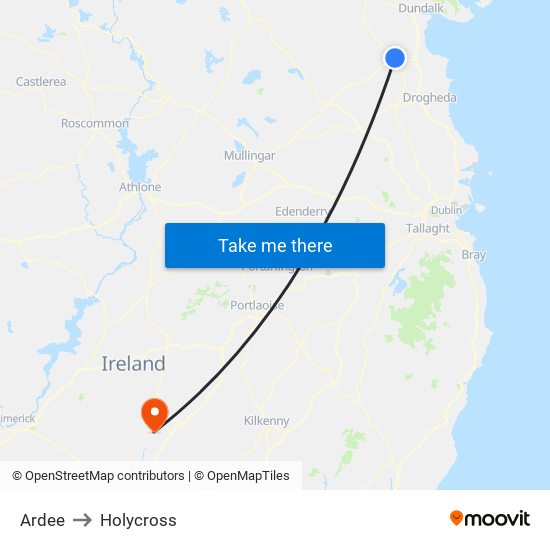 Ardee to Holycross map