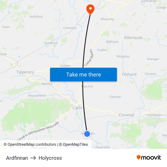 Ardfinnan to Holycross map