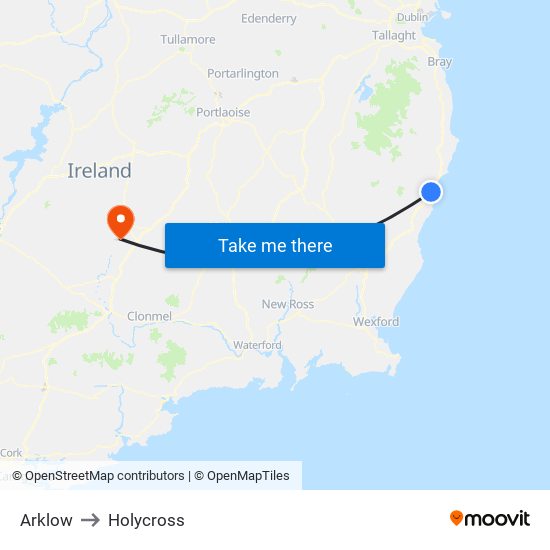 Arklow to Holycross map