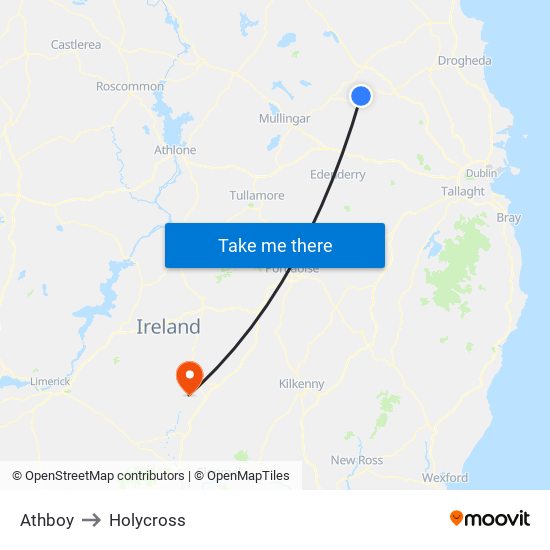 Athboy to Holycross map