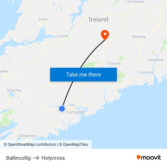 Ballincollig to Holycross map