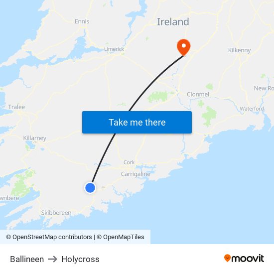 Ballineen to Holycross map