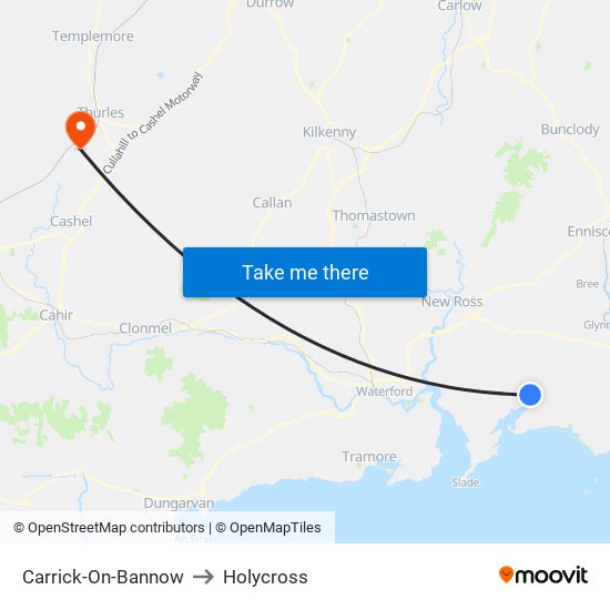 Carrick-On-Bannow to Holycross map