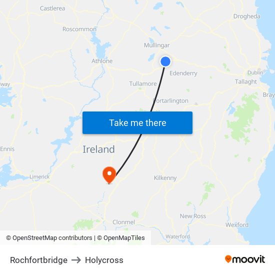 Rochfortbridge to Holycross map