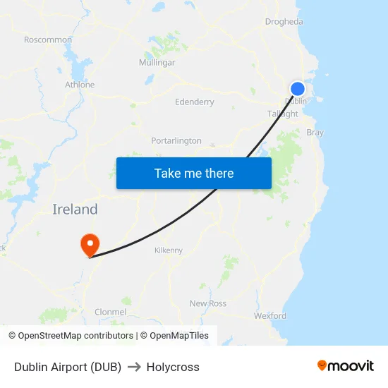 Dublin Airport (DUB) to Holycross map