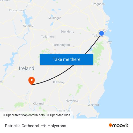 Patrick's Cathedral to Holycross map