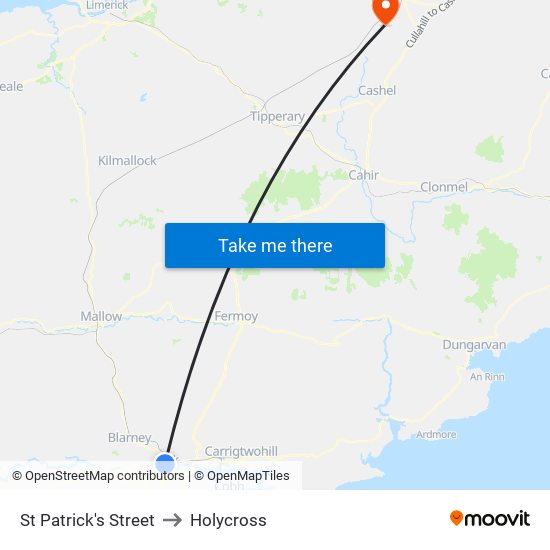 St Patrick's Street to Holycross map