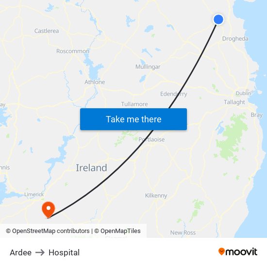 Ardee to Hospital map