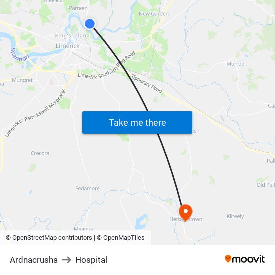 Ardnacrusha to Hospital map