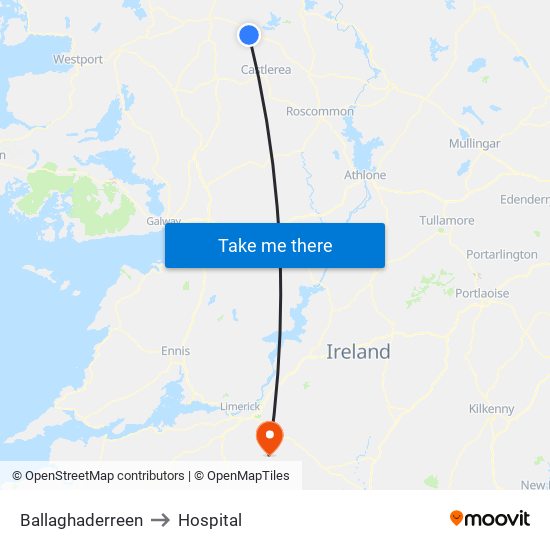 Ballaghaderreen to Hospital map