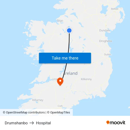 Drumshanbo to Hospital map