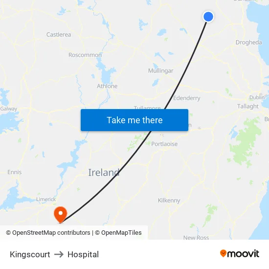Kingscourt to Hospital map