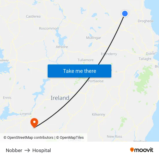 Nobber to Hospital map