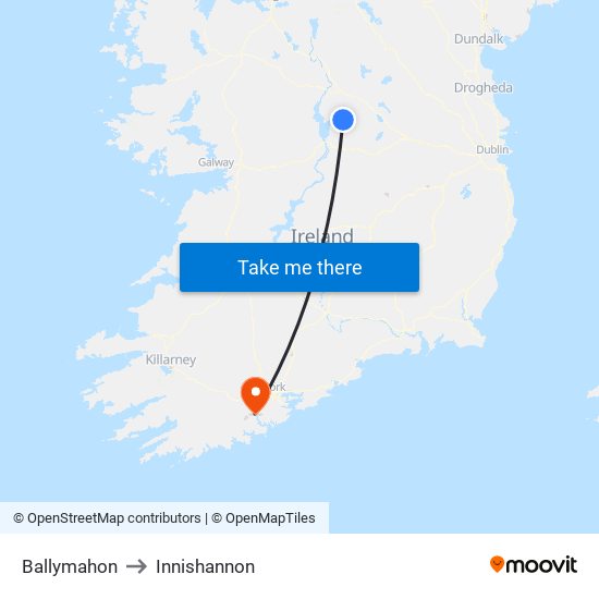 Ballymahon to Innishannon map