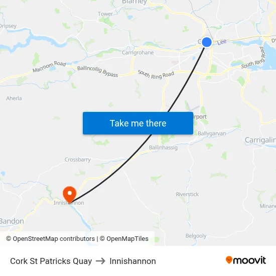 Cork St Patricks Quay to Innishannon map