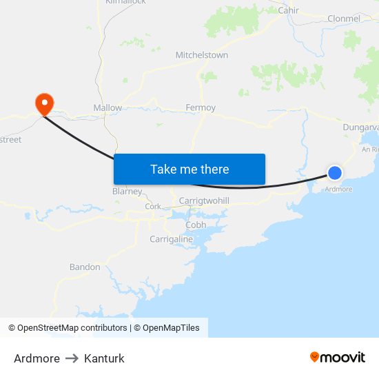Ardmore to Kanturk map