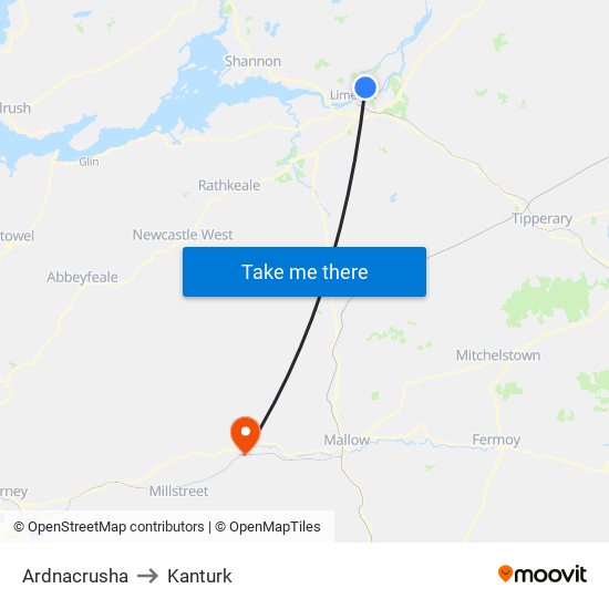 Ardnacrusha to Kanturk map
