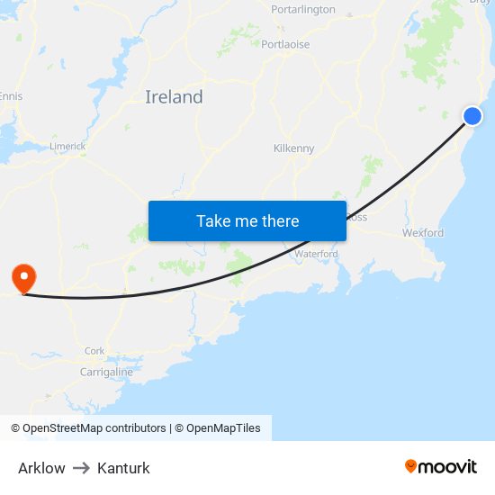 Arklow to Kanturk map