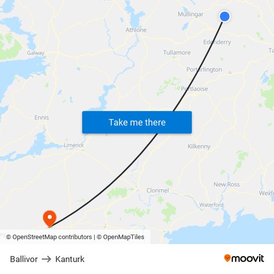 Ballivor to Kanturk map