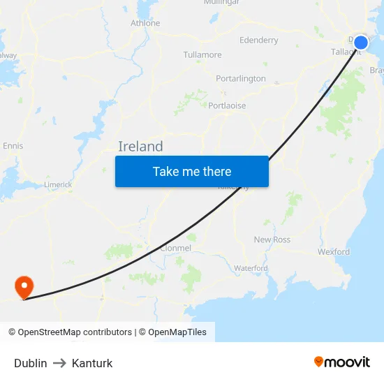Dublin to Kanturk map