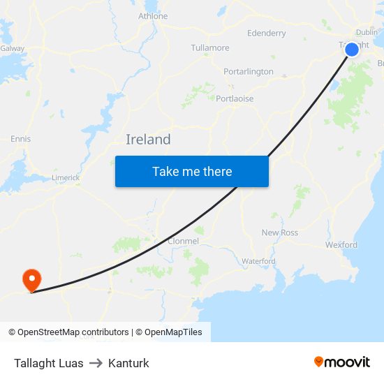 Tallaght Luas to Kanturk map