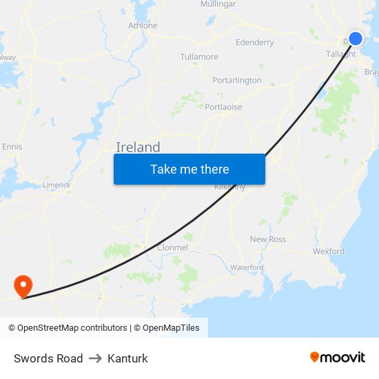 Swords Road to Kanturk map