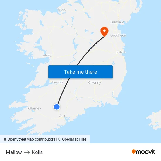 Mallow to Kells map