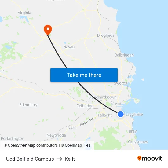 Ucd Belfield Campus to Kells map