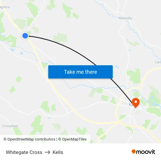 Whitegate Cross to Kells map