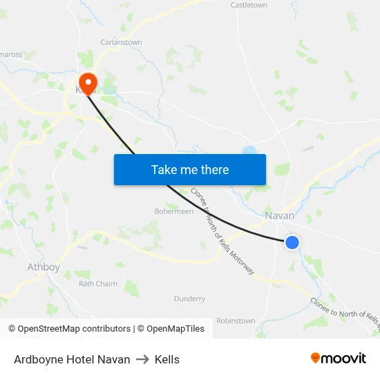 Ardboyne Hotel Navan to Kells map
