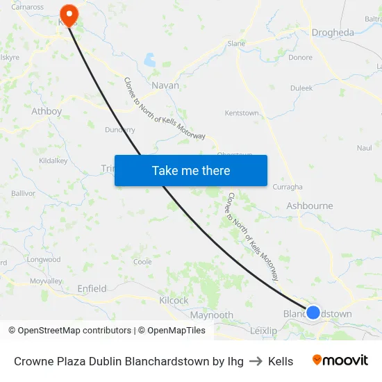 Crowne Plaza Dublin Blanchardstown by Ihg to Kells map