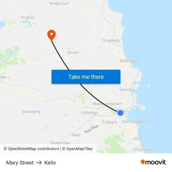 Mary Street to Kells map