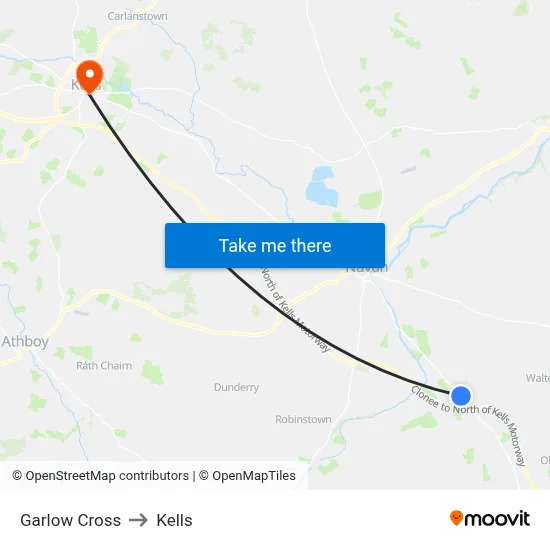 Garlow Cross to Kells map