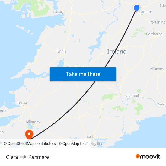 Clara to Kenmare map
