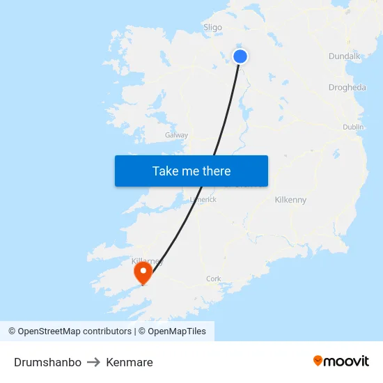Drumshanbo to Kenmare map